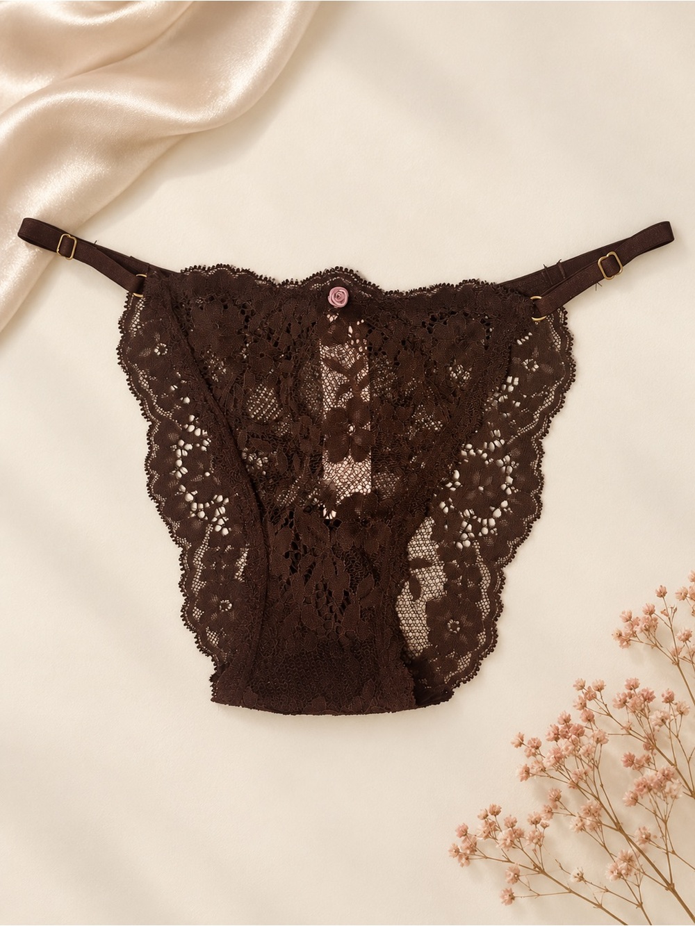NWT Victoria’s Secret Dream Angels Brown Lace Mini String Bikini Size Small